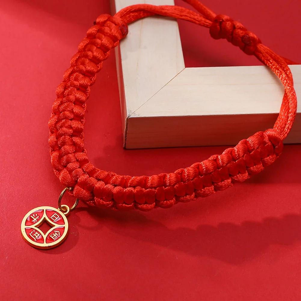 Pet Collar Cat Fashionable Pet New Year Adjustable Necklace Red Rope Chinese Traditional Lucky Bless Hand Knitted Cat Scarf