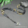 Mixed Stone Beaded Necklace – Triangle Pendant Boho Jewelry, Balance Protection Gift for Men Women