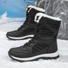 MCTIN Women White Snow Boots Winter Plush Black Warm Mid-calf Boots Ladies Slip-on Cotton Shoes Plus Size 35-42