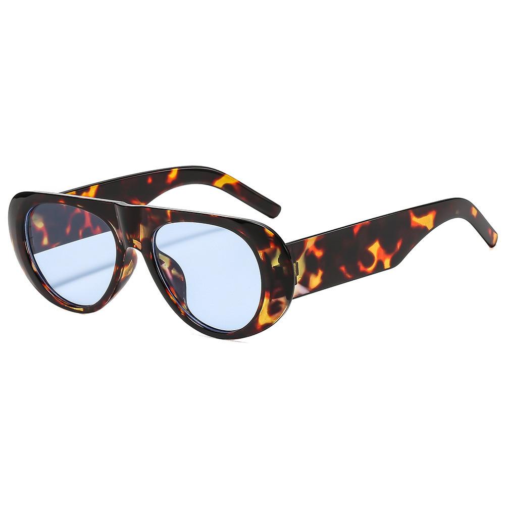 

Fashion Oversized Uv400 Sun Glasses With Blue Lenses For Outdoor Activities TofuFlowerFrameBlue