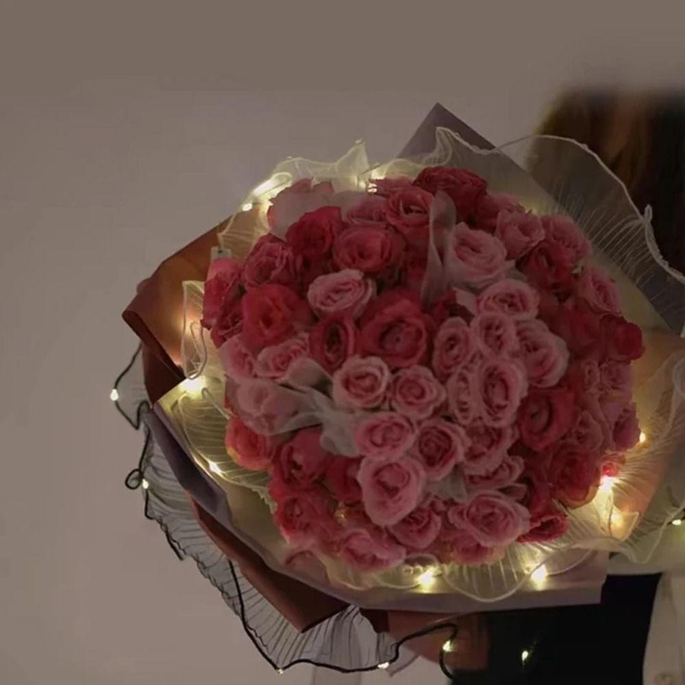 Lace Mesh LED Packaging Tulle Cloth Gift Wrapper Decoration Florist Bouquet Packaging  Wedding