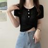 Ice silk knitted sweater short-sleeved knitted women's clothing summer new models, beautiful French short tops that are popular this year