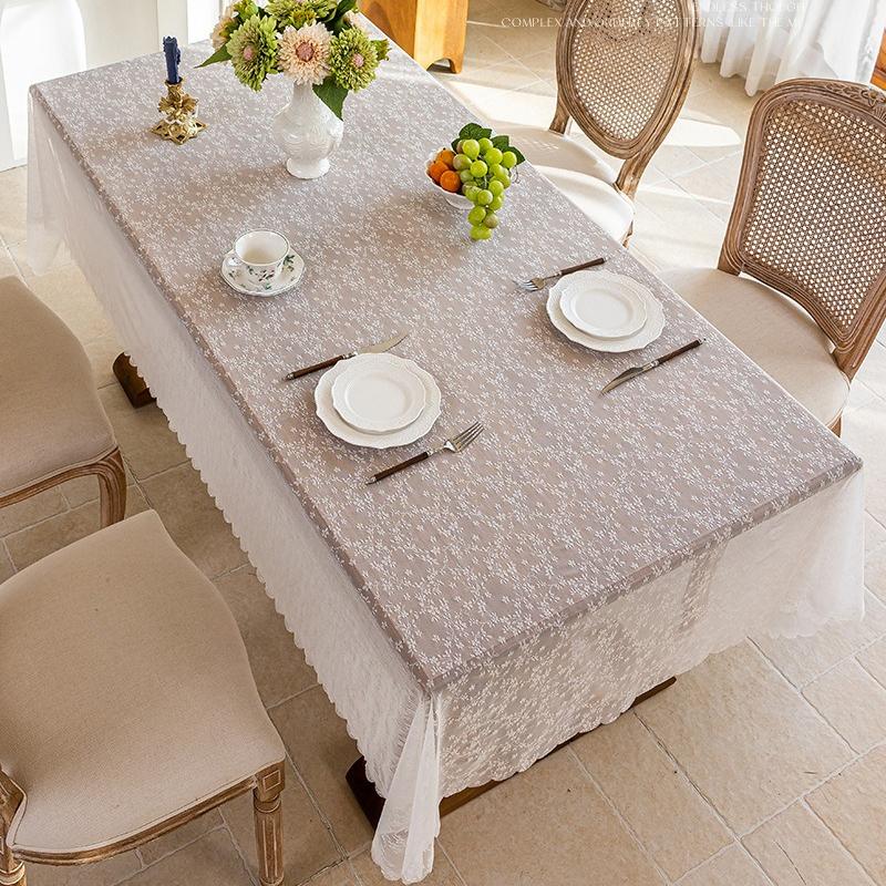 1pc Pastoral Style Tablecloth Embroidered White Lace Drape Table Cloth Rectangular Coffee Tablecloth Wedding Atmosphere Sense