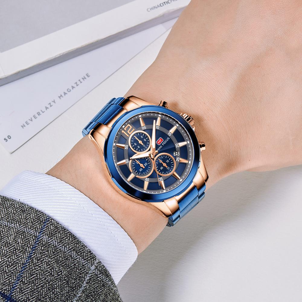 Top Luxus mit Box MINIFOCUS Uhren Herren Top Marke Luxus Casual Herrenuhr Sport wasserdichte Quarzuhren