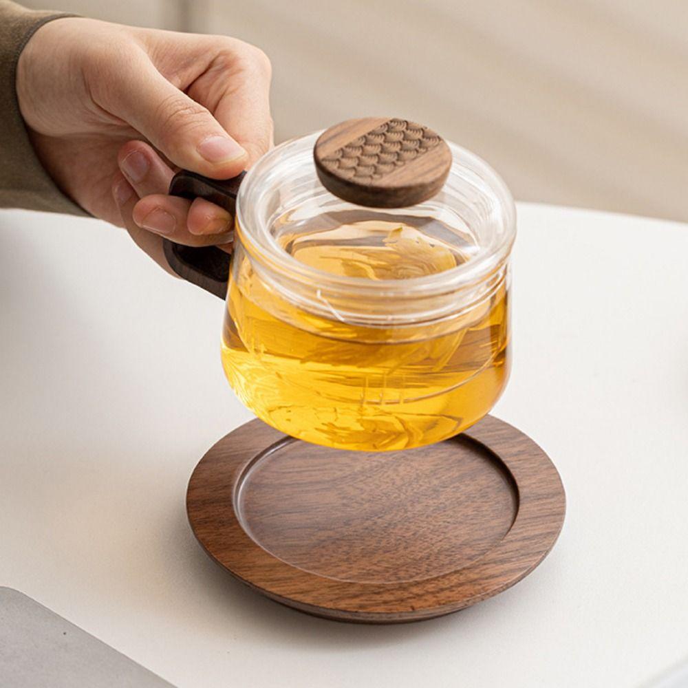 Wooden Handle High Borosilicate Glass Tea Cup 200ml Tea Separation Mug Tea Infuser Cup  Gift