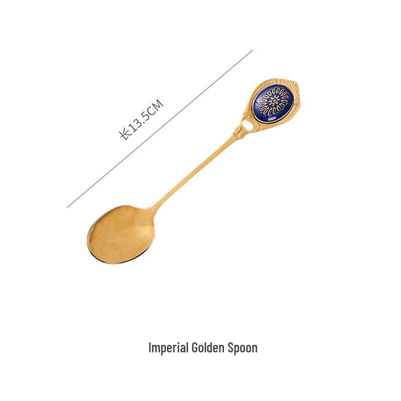 Luxury European Gold Spoon and Fork Set for Tea, Coffee, and Desserts
