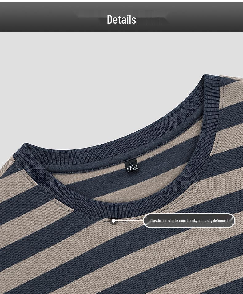 2024 Men's Casual Striped Crew Neck Pullover T-Shirt - Summer Short Sleeve