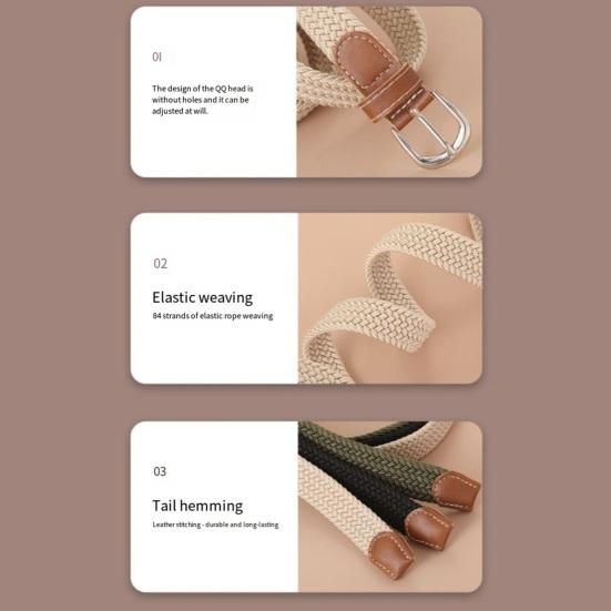 Women Belt Adjustable Pins Wide Elastic Band Poreless Stretch Belt Roll-up Free