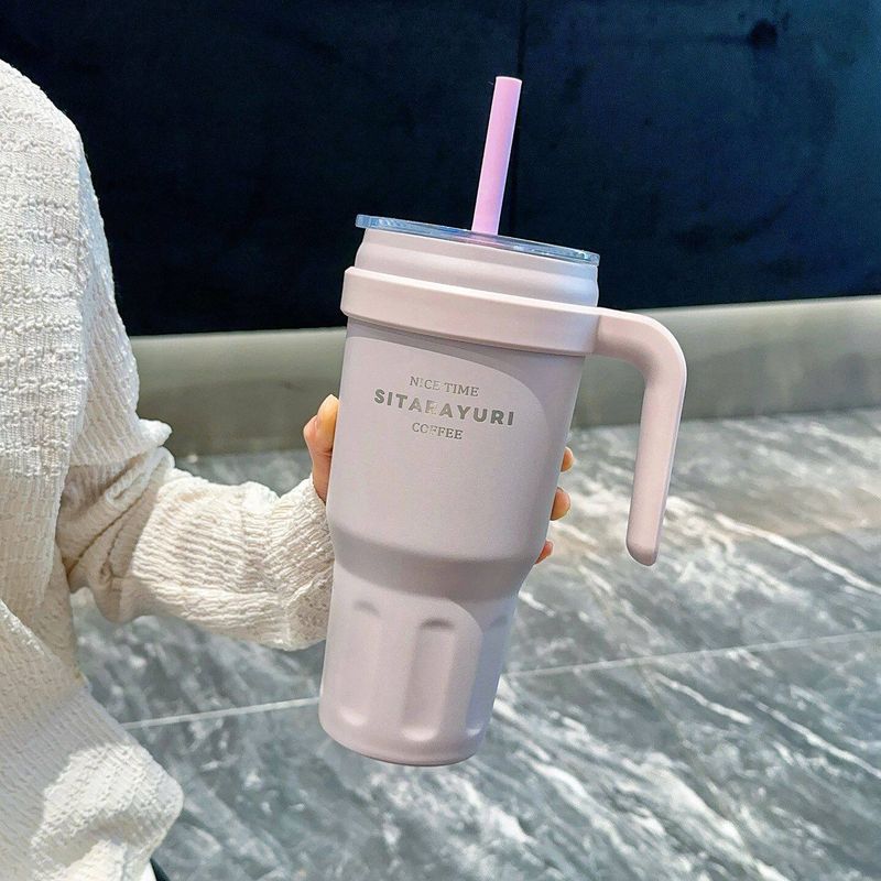 Large-Capacity Thermos Cup for Women, Good-Looking Ice Cup, Portable Car Coffee Cup, Outdoor Sports Water Bottle, Tea Cup