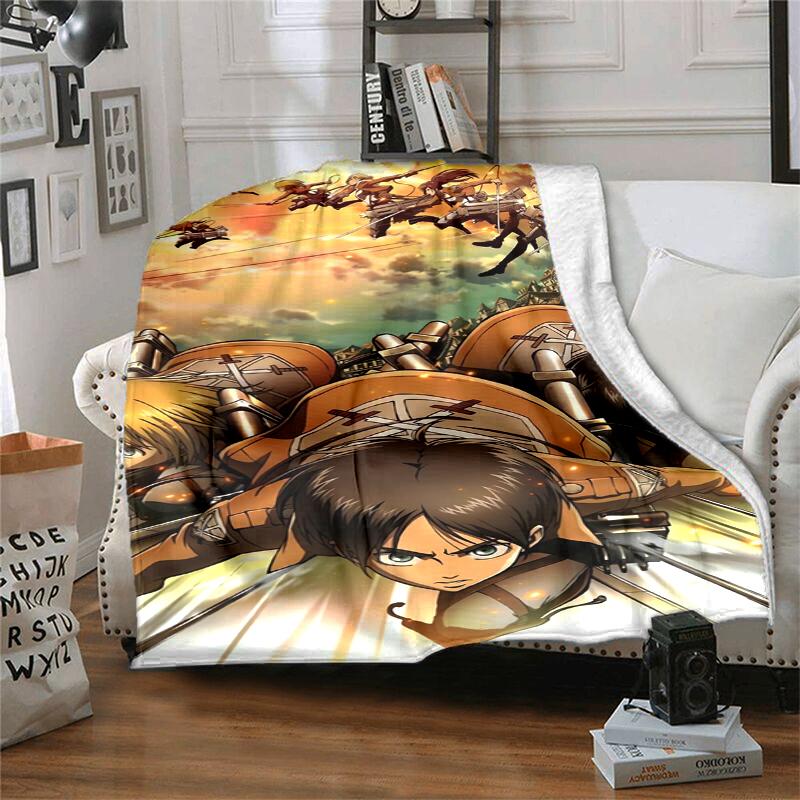 Attack on Titan Flannel Blanket Soft Warm All-Season Throw, Design for Camping, Car Travel, Hiking Sofa, Bed, Office Perfect Gift for Parties