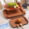RuHan Imitation Wood Grain Rectangular Plastic Tea Tray