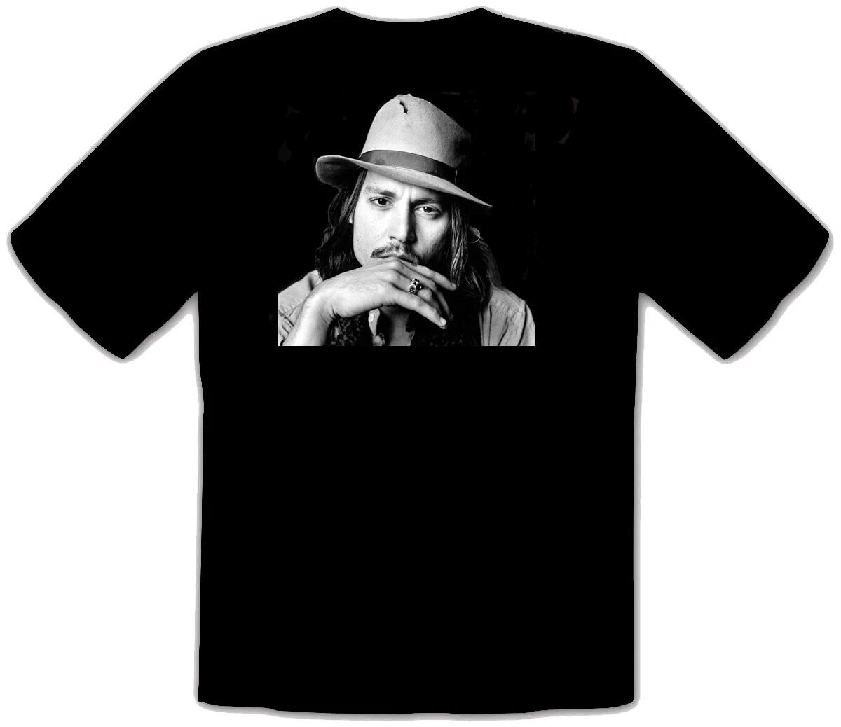Johnny Depp - Black Fun 100% Cotton T-shirt Mens Tees Top -004- 4XL