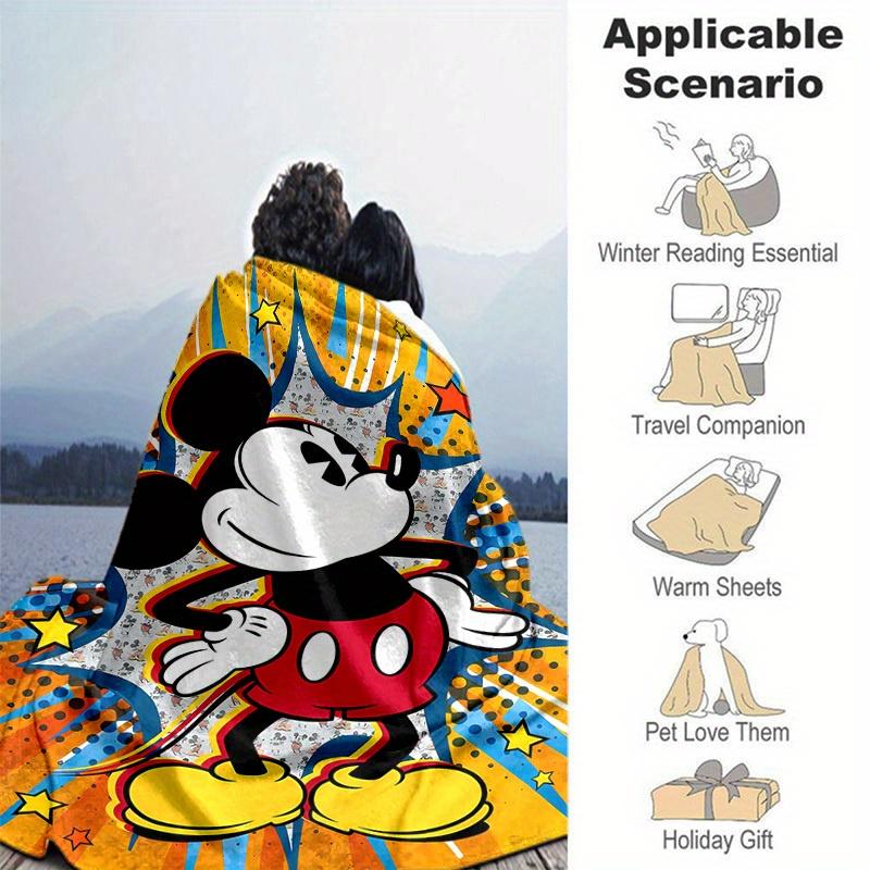 1 peça, Manta Disney Mickey Mouse Pop Art Decoração de Casa, Sofá, Exterior, Presente para Todas as Ocasiões, Quarto, Sala de Estar, Viagem
