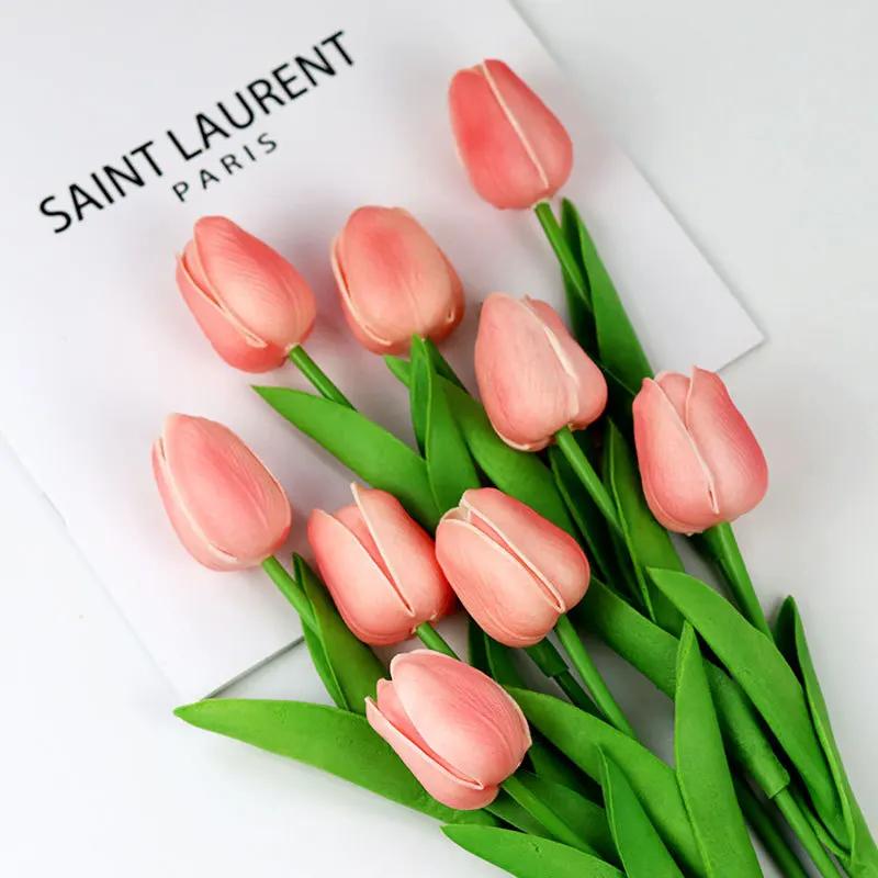1pc Tulips Flowers Artificial Tulip Bouquet PE Fake Flower Wedding Party Decoration Mother Day Gifts Home Garden Decor