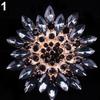Elegant Vintage Multi-colored Flower Brooch Pin with Sparkling Stones and Leaf-shaped Elements for Weddings and Parties