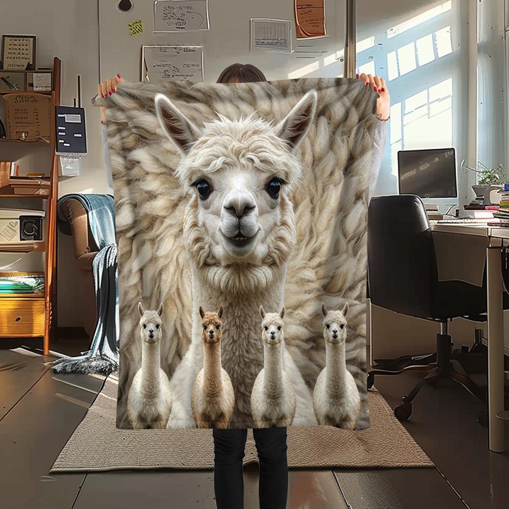 1Pc Horse Alpaca Print Flannel Blanket, High quality Comfortable for All Seasons, Home Decor, Warmth and Comfort, Perfect for Gifts