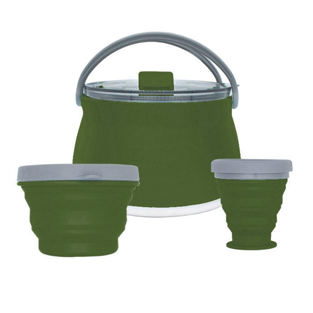 Portable Mini Folding Cup Bowl Set Heat Resistant Folding Camping Teapot Food Grade for Outdoor Travel Hiking Household Supplies