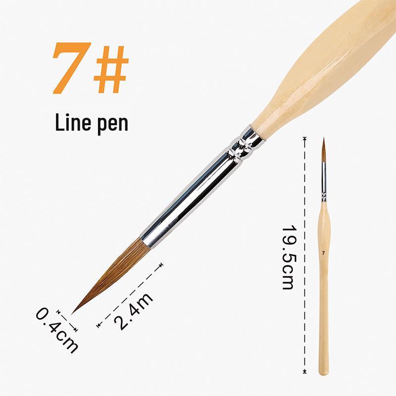 Wolf Hair Fine Line Brush - Black Triangular Birch Handle for Nail Art and Watercolor Detailing