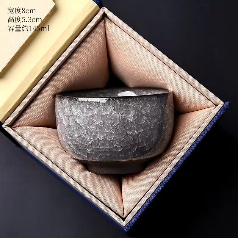 Black Ice Flower Master Cup Single Cup High-End Couple Pair Of Kung Fu Teacups Tea Cup Ice Crack Tea Cup Tea Bowl