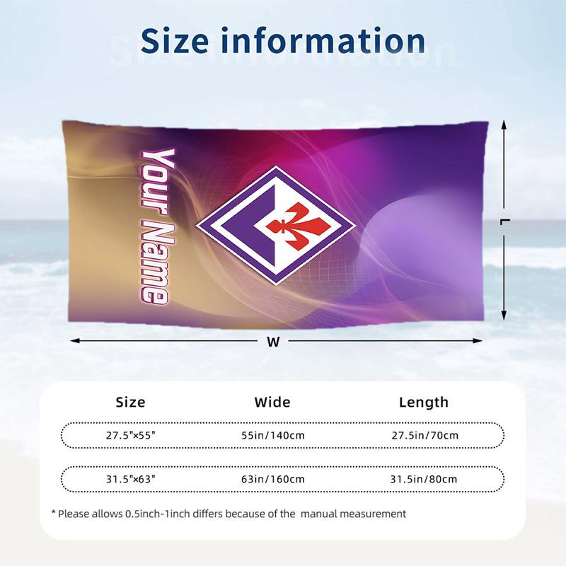 Beach Towel Custom Name Text, Quick Dry Large Towel For Beach HomeFiorentina FC