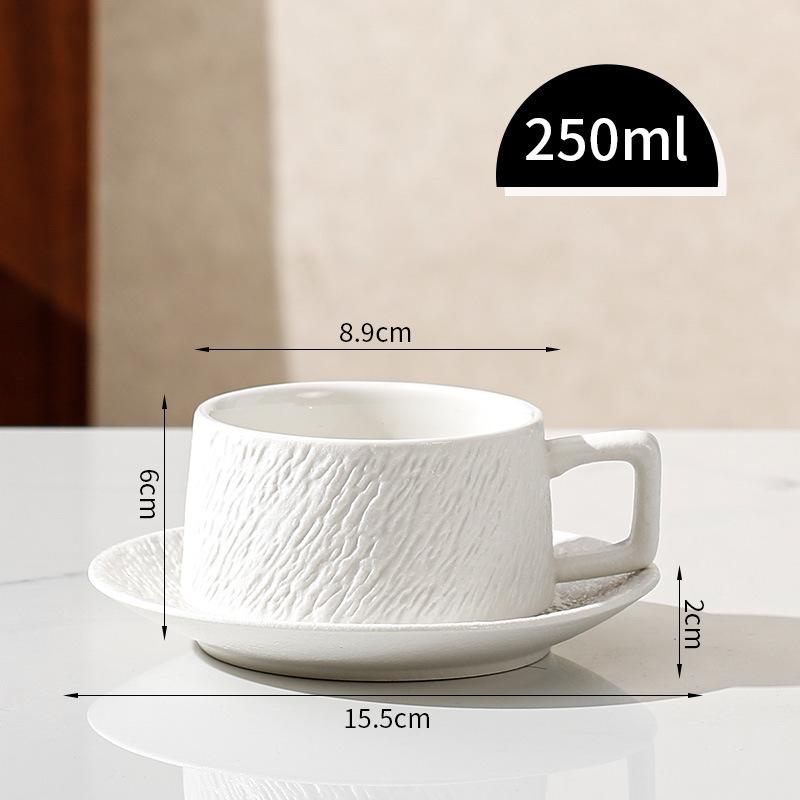 Frosted Stone Pattern Coffee Cup And Saucer Set, Teacup Hanging Ear Coffee Cup, Simple Solid Color Home Breakfast Cup, Afternoon Teacup