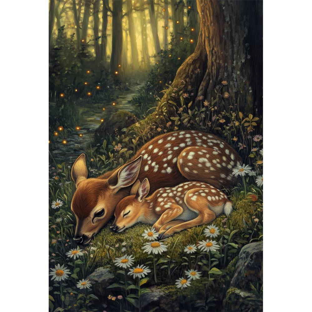 5D Diy Diamond Painting Cross Stitch Embroidery Vintage Woodland Animals Full Round Drill Home Decor Wall Art Gift