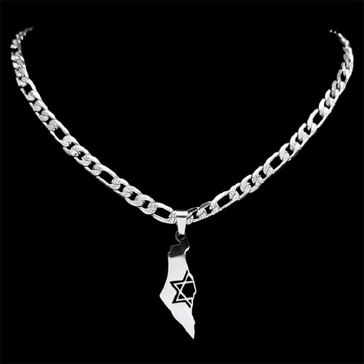 Israel Country Map Pendant Necklace Personalized Clavicle Chain Neck Jewelry