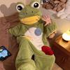 Damen Winter Goofy Frosch Einteiler Pyjama: Dicke Samt-Korallenfleece-Homewear