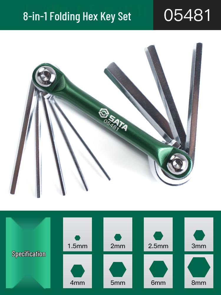 SATA Folding Hex Wrench & Screwdriver Set (3/4/5/6/8mm) Multifunctional Tool