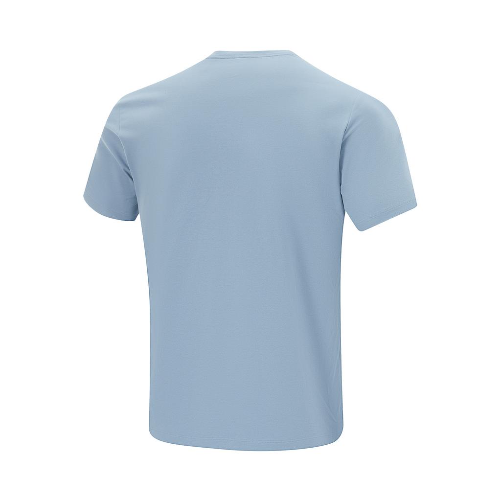 Li-Ning Fitness Series Simple Solid Color Round Neck Pullover Short Sleeve T-Shirt Men Tops Cyan-Gray-Blue ATSV115-3