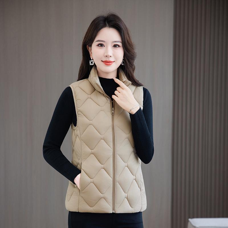

Women s Light Plus Size Down Vest Stand Collar Loose XL хаки