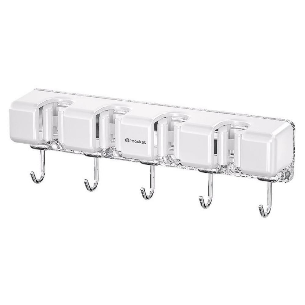 

Plastic Broom Storage Rack Self-Adhesive Mop Broom Organizer Mop Broom Holder for Home белый