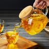 Heat-Resistant Glass Tea Set: Large Capacity Cold Water Pitcher with Short Spout and Bamboo Lid