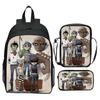 Gorillaz UK Virtual Band Printed Cartoon Backpack 3-Piece Set School Bag Lightweight Large Capacity