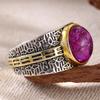 Ethnic Inlaid Purple Stone Women's Ring Vintage Two Color Hand Carving Daily Wear Party Jewelry Anniversary Gift