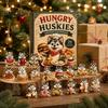 Originelle Weihnachtsbaum-Anhänger Husky Adventskalender mit 24 Foodie Acryl-Anhängern, 2D Flache Wiederverwendbare Dekorationen Dekoration, Niedlicher Hund themed