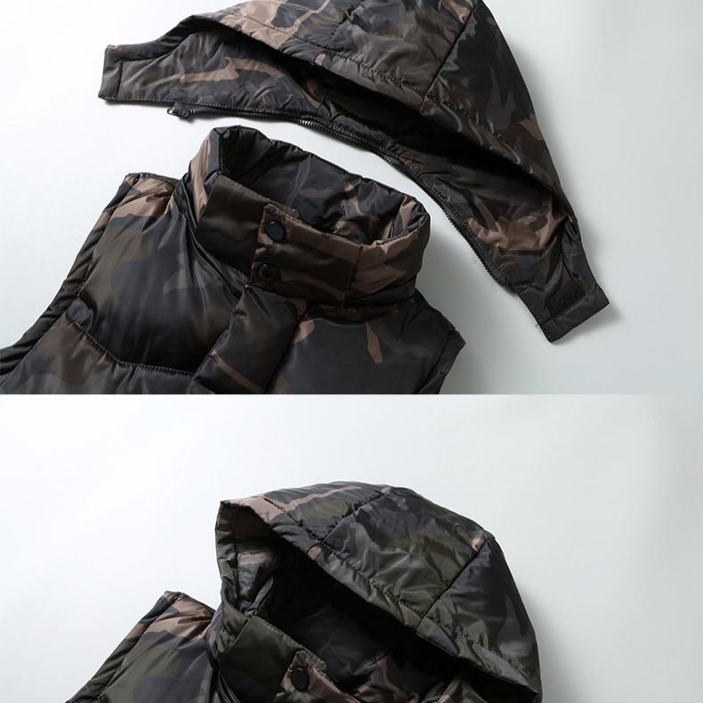 Plus Size Men Sleeveless Jacket Winter New Casual Hooded Cotton Padded Sleeveless Vest Man Warm Camouflage  Sports Waistcoats