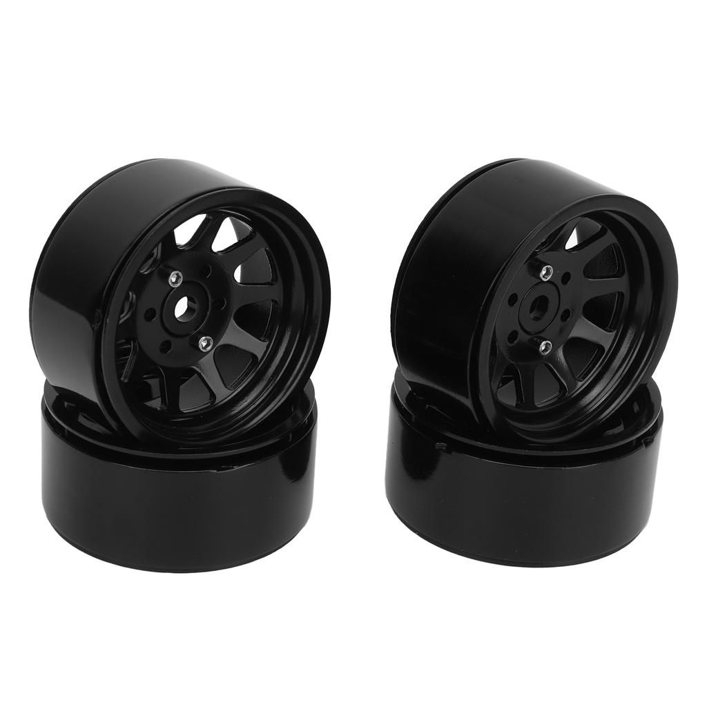 4PCS RC Wheel Rim Set Zinc Alloy Steel Universal 1.9 Inch 10 Rims RC Crawler Car Wheel Hub for Axial SCX10 II III Black