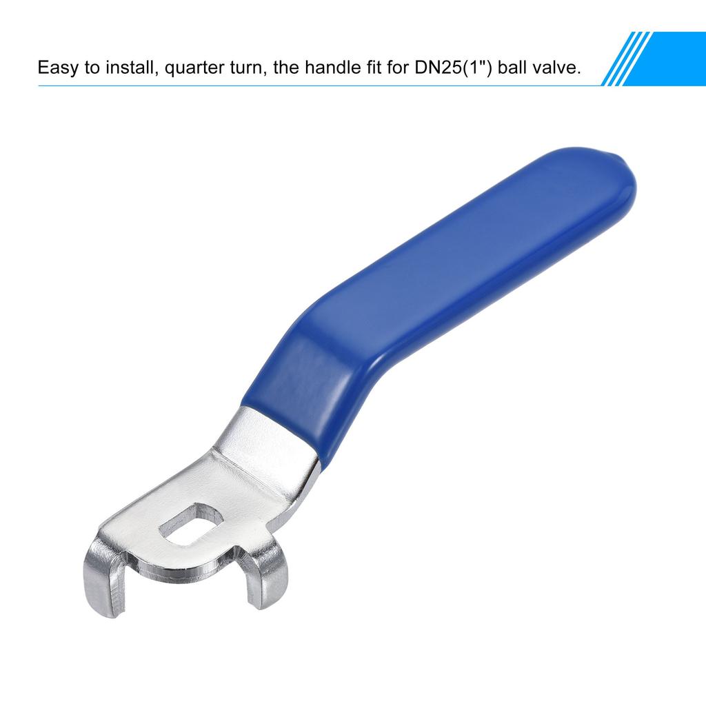 1pc Lever Handle Iron Chrome Plated Replacement Quarter Turn with Plastic Grip Blue for DN25 Ball Valve
