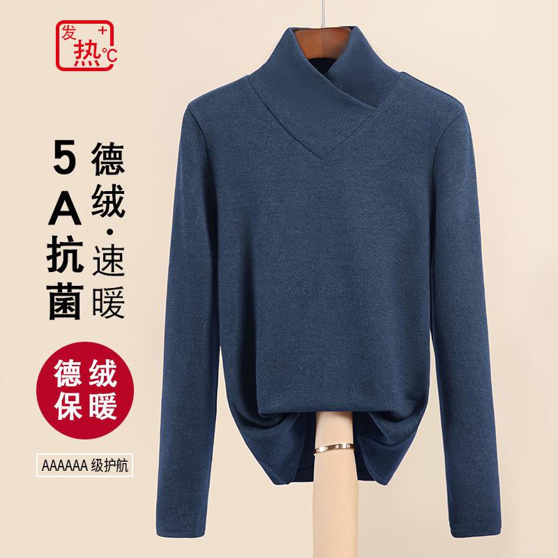 

Осенне-зимняя новая полуводолазка с длинным рукавом, немецкая велюровая базовая рубашка, внутренняя рубашка, двухсторонний велюр, утолщенный термотоп XXL