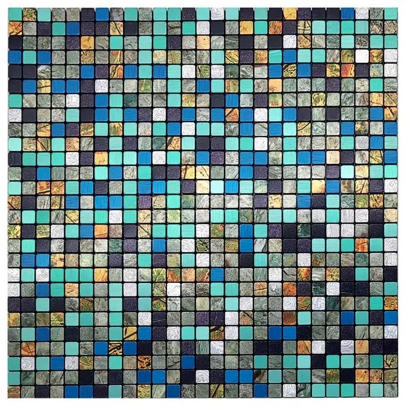 3D European Smooth Metal Mosaic Wall Sticker Self-adhesive Tile Kitchen Bathroom Bar Living Room TV Background Wall Decor Stick