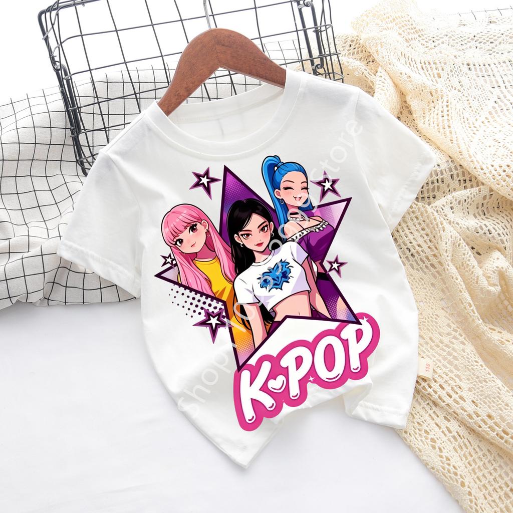 Kpop Childrens T Shirt Cartoon Graphic Short Sleeve Summer Comfortable Top Funny Gift for Fans Harajuku TShirts Girls Clothes