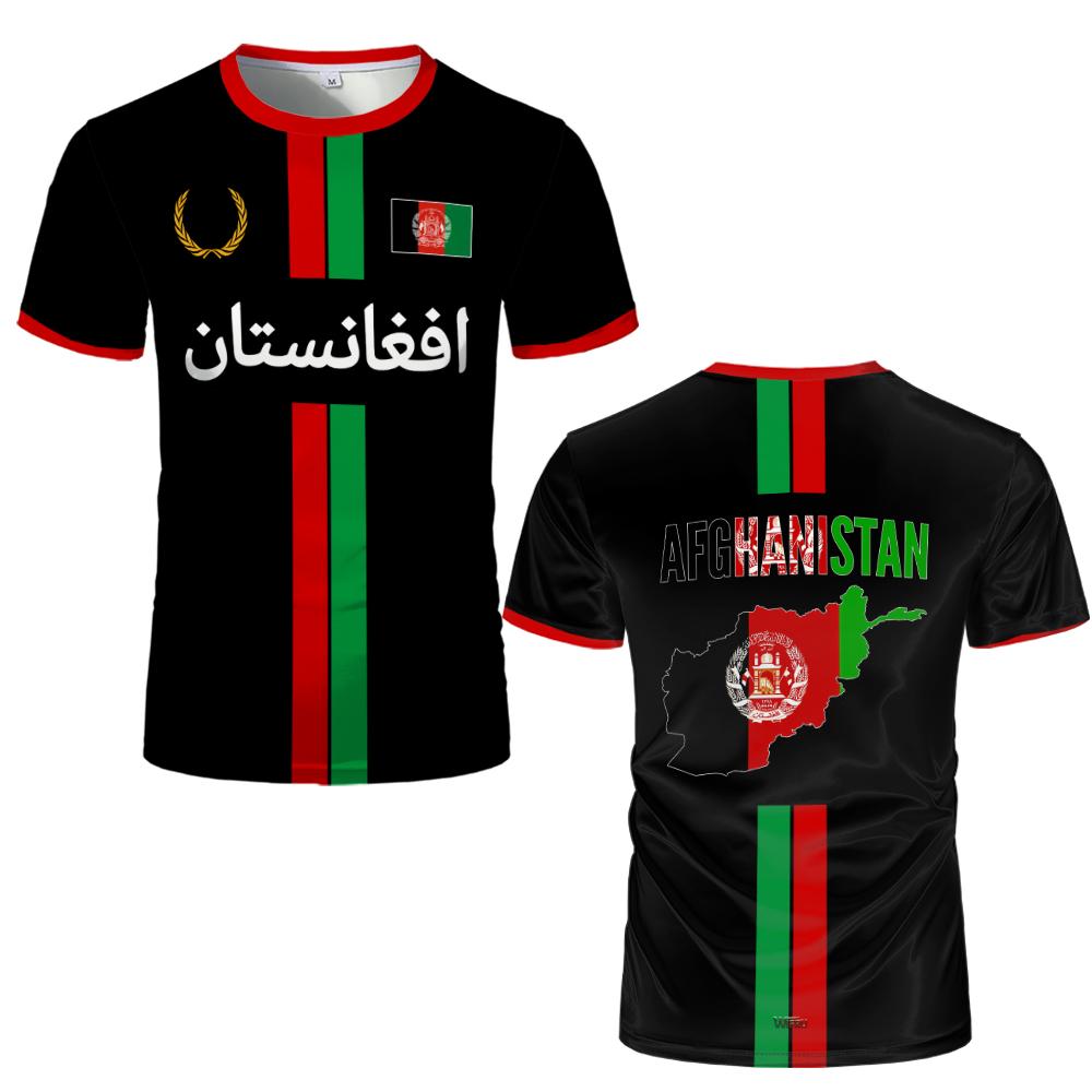 Baibao QIQI Afghanistan Stijl Sport Voetbal T-shirt Heren Afghaanse Vlag Kaart Geprint Ronde Hals shirt Heren Sneldrogend Ademend Casual Tops XL