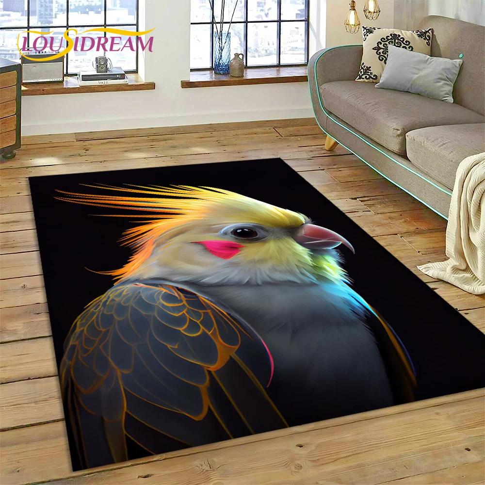 Colorful Parrot Macaw Budgerigar Bird Carpet Rug for Home Living Room Bedroom Sofa Doormat Decor,kid Area Rug Non-slip Floor Mat