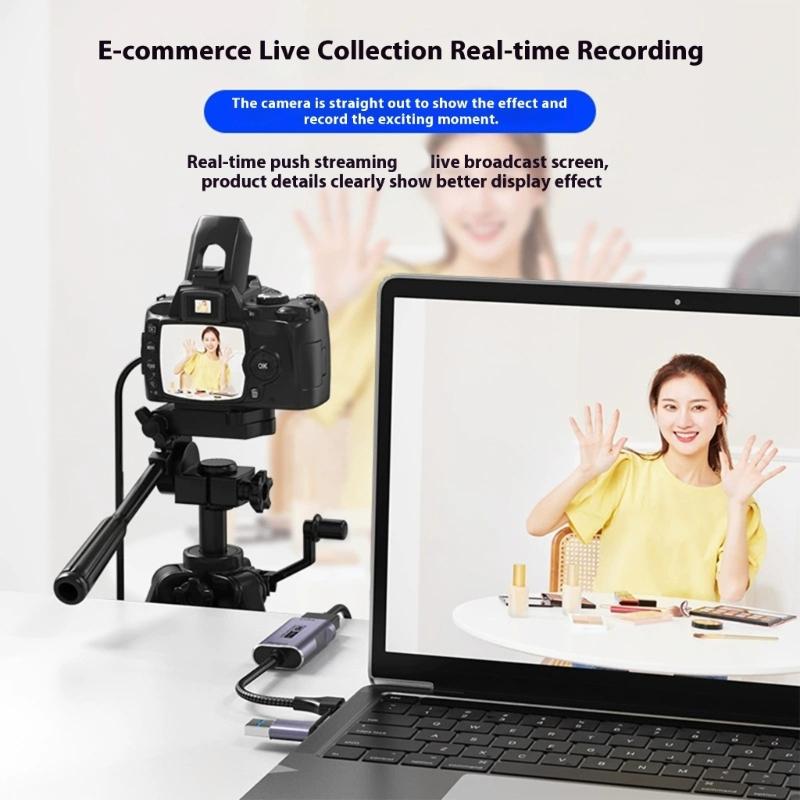 USB3.0 Video Captures Card for 4K60Hz HDTV Input Sound Support PC Gaming Streaming and Conference Recording