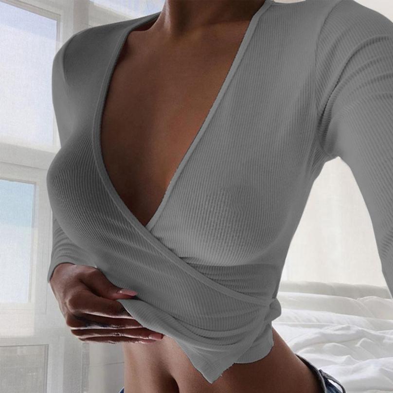 Fashion Summer Knitted Women's Clothing Slim Bandage Cardigan Long Sleeve T-shirt Deep V Top