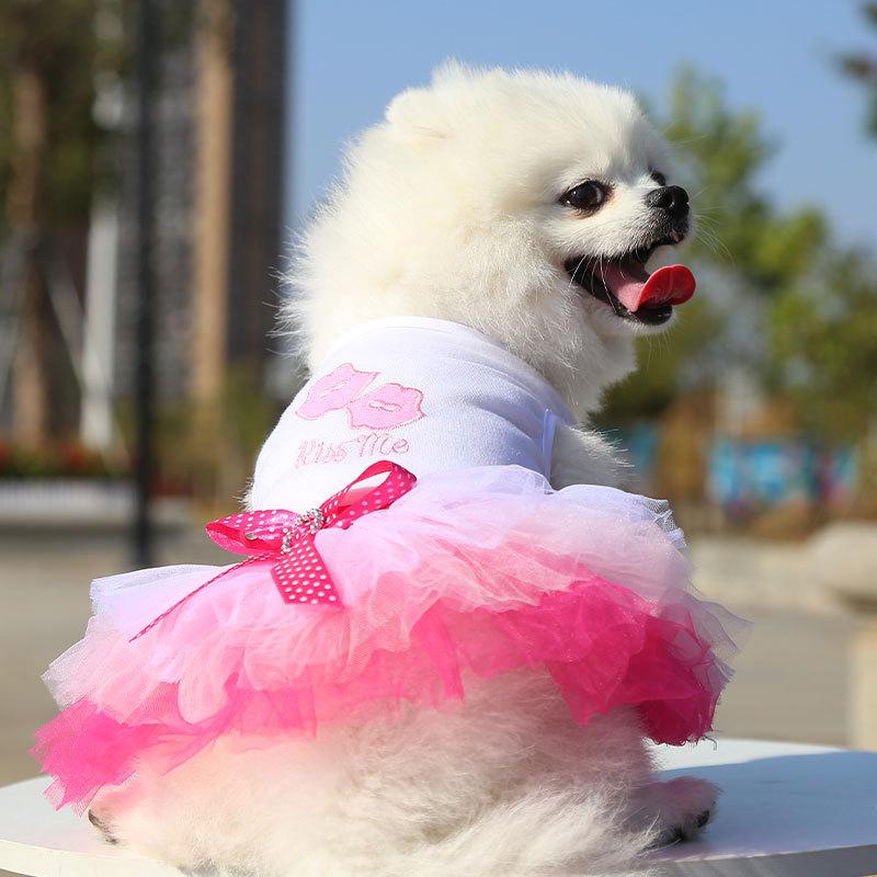 Buy Cute Pet Dog Dress with Lovely Bow Puppy Dress Skirt Red Lip Pet