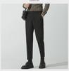 Men’s Casual Woolen Nine-Point Trousers - Autumn Business Loose Fit, Solid Color, Trendy Design.