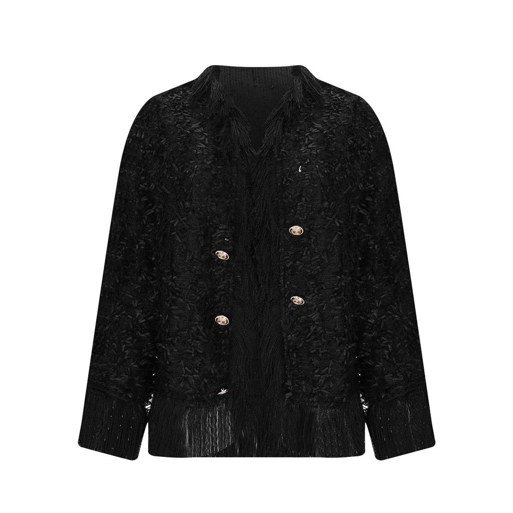 Women's Fashion Fringe Cardigan Jacket, Long Sleeve Open Front Party Tassel Coat Fall Outfits