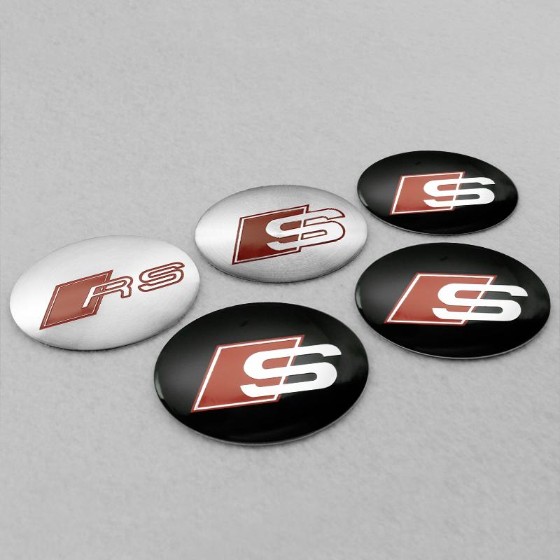For Audi  A5 4Pcs 56mm Car Wheel Hub Cap Center Sticker Emblem Badge Decal Accessories For Audi A1 A3 A4 A5 A6 A7 Q3 Q5 Q7 RS3 RS4 RS5 S3 S4